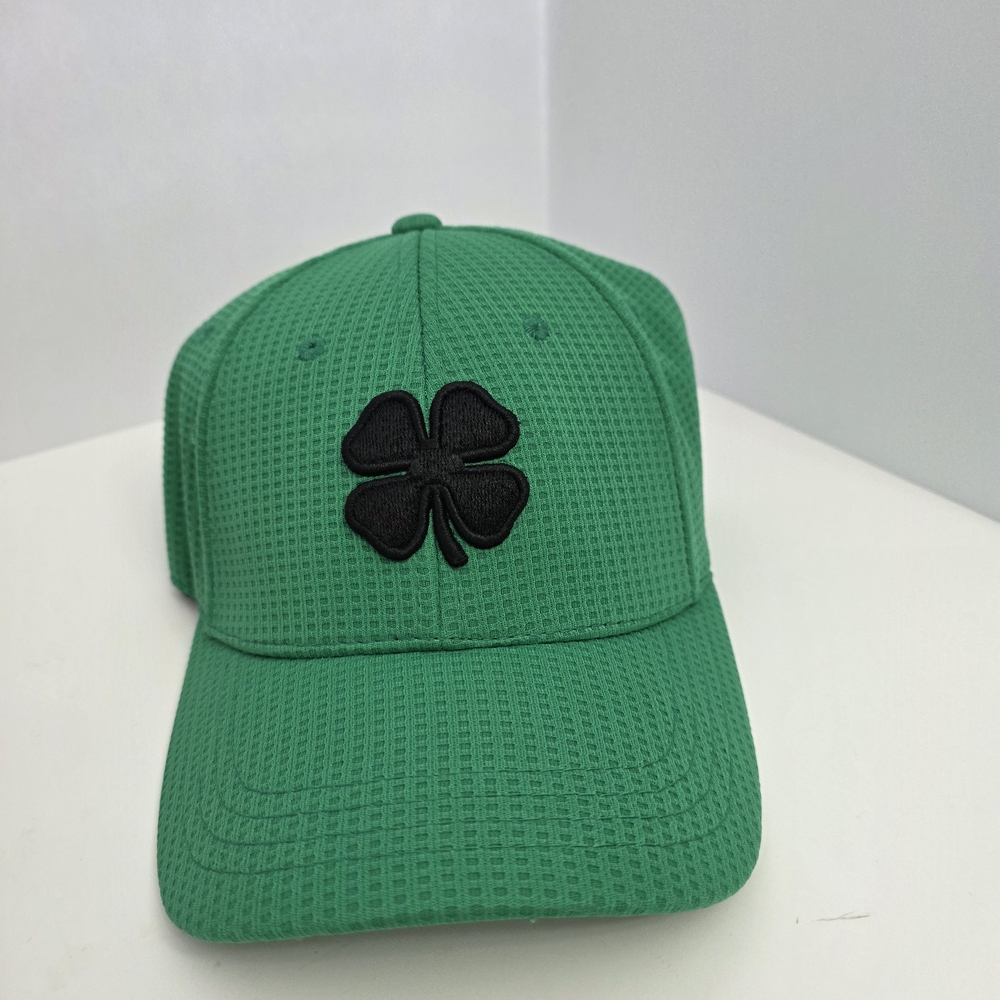 Mens Black Clover Fitted Golf Hat Live Lucky Green Memory Fit L/XL Flex Fit